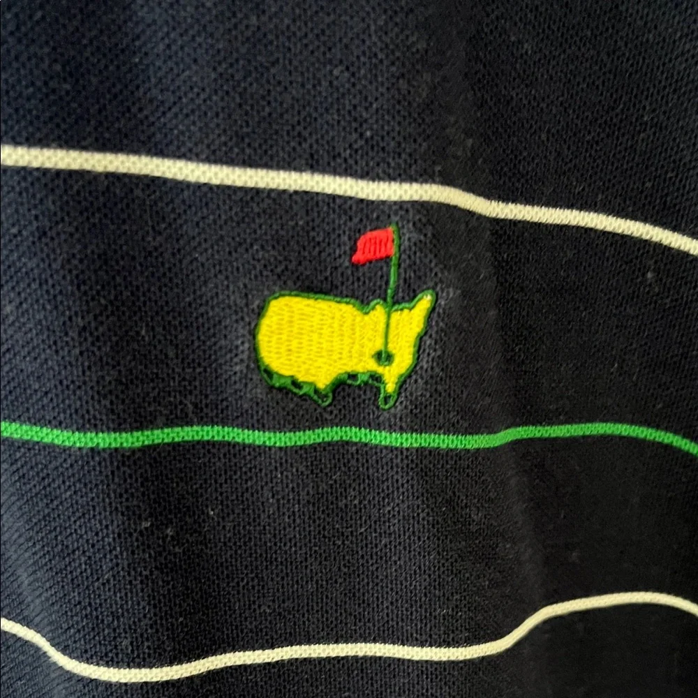 Masters Navy Polo with Green and White Stripes - Picture 3 of 5